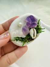 Load image into Gallery viewer, Handmade Amethyst and Shell Clay Garden Fridge Magnets - D