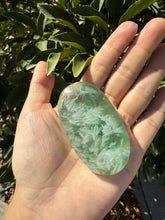 Load image into Gallery viewer, Natural Feather Fluorite Palm Stone,Snowflake Quartz Fluorite Palm Stone,A180