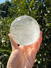Load image into Gallery viewer, Large Clear Quartz Crystal Sphere with Green Chlorite Inclusions,A142