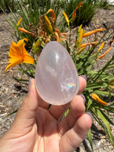 Load image into Gallery viewer, Natural Star Rose Quartz Crystal Egg Pink Healing Crystal Palm Stone,A480