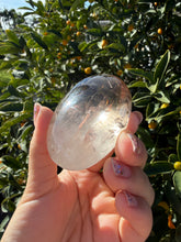 Load image into Gallery viewer, Smoky Quartz Palm Stone | Clear to White Gradient Color | Polished Crystal A284