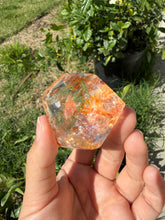 Load image into Gallery viewer, Hematite Quartz Crystal | Orange Flower Inclusions Rainbow Flash A332