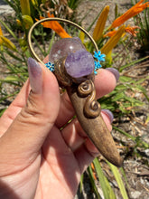 Load image into Gallery viewer, Deer Antler Crystal Wand,Black Tourmalinated Quartz Sphere Amethyst Wand