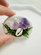 Load image into Gallery viewer, Handmade Amethyst and Shell Clay Garden Fridge Magnets - D