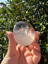 Load image into Gallery viewer, Smoky Quartz Palm Stone | Clear to White Gradient Color | Polished Crystal A284