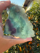 Load image into Gallery viewer, Triangular Blue and Purple Feather Fluorite Mineral Specimen,Fluorite slab