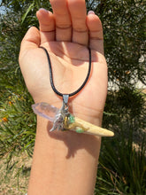Load image into Gallery viewer, Handmade Pocket Deer Antler Veracruz Quartz Amethyst Crystal Wand Necklace