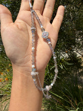 Load image into Gallery viewer, Designer Labradorite Crystal Phone Charm, Natural Pearl Beaded Wrist Strap,P5