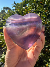 Load image into Gallery viewer, Purple Fluorite Heart Dish,Crystal Trinket Tray,Carved Fluorite Heart Plate,B130
