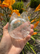 Load image into Gallery viewer, Cat Head Clear Quartz Offering Bowl,Crystal Quartz Altar Bowl,Crystal Tray,B153