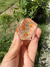 Load image into Gallery viewer, Hematite Quartz Crystal | Orange Flower Inclusions Rainbow Flash A332