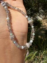 Load image into Gallery viewer, Designer Labradorite Crystal Phone Charm, Natural Pearl Beaded Wrist Strap,P5