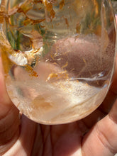 Load image into Gallery viewer, Natural Golden Healer Quartz Palm Stone,Natural Hematoid Quartz Crystal,A483