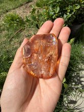 Load image into Gallery viewer, Hematite Quartz Crystal | Orange Flower Inclusions Rainbow Flash, A337