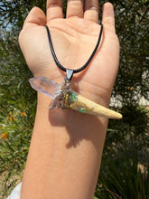 Load image into Gallery viewer, Handmade Pocket Deer Antler Veracruz Quartz Amethyst Crystal Wand Necklace