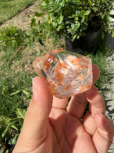 Load image into Gallery viewer, Hematite Quartz Crystal | Orange Flower Inclusions Rainbow Flash A332
