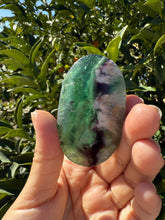 Load image into Gallery viewer, Natural Feather Fluorite Palm Stone,Snowflake Quartz Fluorite Palm Stone,A182