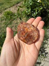 Load image into Gallery viewer, Hematite Quartz Crystal | Orange Flower Inclusions Rainbow Flash, A336