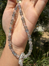 Load image into Gallery viewer, Designer Labradorite Crystal Phone Charm, Natural Pearl Beaded Wrist Strap,P6