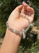 Load image into Gallery viewer, Designer Labradorite Crystal Phone Charm, Natural Pearl Beaded Wrist Strap,P6