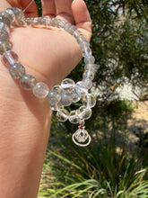 Load image into Gallery viewer, Designer Labradorite Crystal Phone Charm, Natural Pearl Beaded Wrist Strap,P6