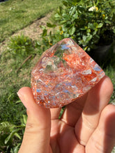 Load image into Gallery viewer, Hematite Quartz Crystal | Orange Flower Inclusions Rainbow Flash, A335