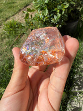 Load image into Gallery viewer, Hematite Quartz Crystal | Orange Flower Inclusions Rainbow Flash, A338