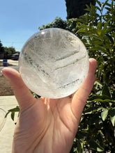 Load image into Gallery viewer, Large Clear Quartz Crystal Sphere with Green Chlorite Inclusions,A142