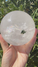 Load and play video in Gallery viewer, 2.59lb Clear Quartz Crystal Sphere with Green Chlorite Inclusions,A146