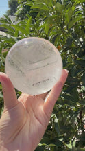 Load and play video in Gallery viewer, Large Clear Quartz Crystal Sphere with Green Chlorite Inclusions,A142
