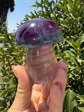 Load image into Gallery viewer, Large Natural Purple Green Fluorite Mushroom Crystal Fluorite Mushroom Sculpture
