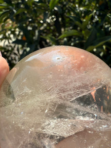 Phantom Quartz Crystal Sphere,Clear Quartz with Chevron Phantom Layers, A63
