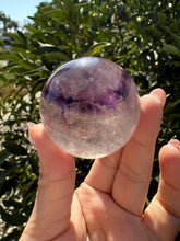 Load image into Gallery viewer, Natural Phantom Amethyst Crystal Sphere – Unique Purple Striped Amethyst,A61
