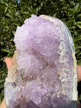 Load image into Gallery viewer, Natural Amethyst Geode with Agate Base, Raw Amethyst Crystal Cluster, A92
