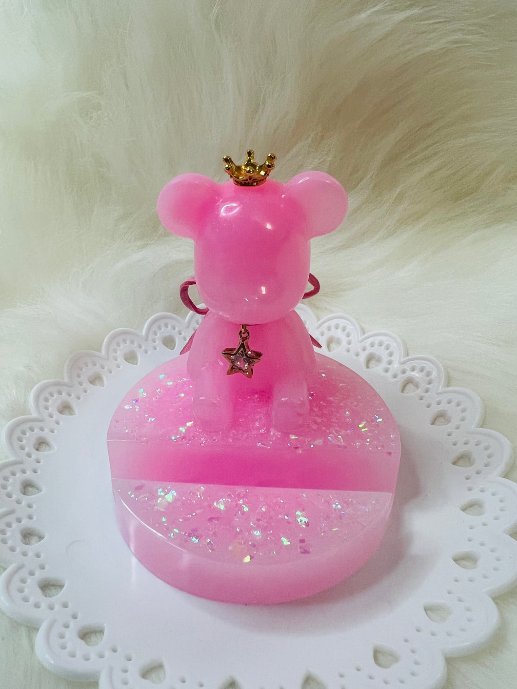 Cute pink bear business card holder