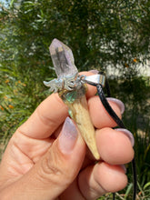 Load image into Gallery viewer, Handmade Pocket Deer Antler Veracruz Quartz Amethyst Crystal Wand Necklace
