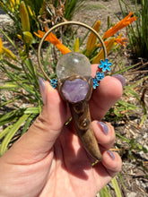 Load image into Gallery viewer, Deer Antler Crystal Wand,Black Tourmalinated Quartz Sphere Amethyst Wand
