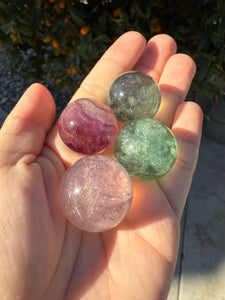 4pcs Fluorite Mini Spheres , Mini Rainbow Fluorite Crystal Sphere