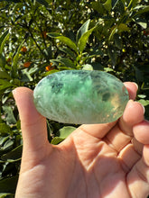Load image into Gallery viewer, Natural Feather Fluorite Palm Stone,Snowflake Quartz Fluorite Palm Stone,A180
