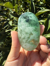 Load image into Gallery viewer, Natural Feather Fluorite Palm Stone,Snowflake Quartz Fluorite Palm Stone,A180

