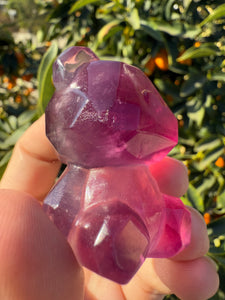 No prefect On Sale!Natural Pink Candy Fluorite Geometric Bear Carving