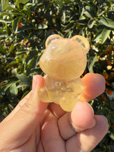 Load image into Gallery viewer, Natural yellow Candy Fluorite Flower Bear Carving
