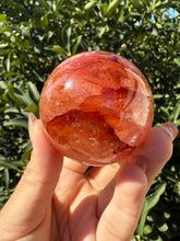 Load image into Gallery viewer, Vibrant Fire Quartz Crystal Sphere,Hematoid Quartz Red Orange Crystal Ball, A103

