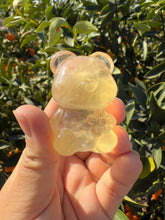 Load image into Gallery viewer, Natural yellow Candy Fluorite Flower Bear Carving
