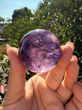 Load image into Gallery viewer, Chevron Amethyst Sphere with Goethite Inclusions,Davis Effect, A70
