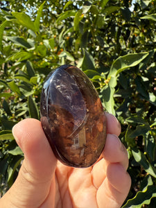 Natural Brazil Smoky Quartz Palm Stone / Meditation Palm Stones,A156