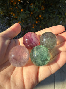 4pcs Fluorite Mini Spheres , Mini Rainbow Fluorite Crystal Sphere