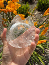Load image into Gallery viewer, Cat Head Clear Quartz Offering Bowl,Crystal Quartz Altar Bowl,Crystal Tray,B153
