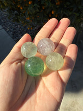 Load image into Gallery viewer, 4pcs Fluorite Mini Spheres ,Mini Green Fluorite Crystal Sphere
