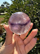 Load image into Gallery viewer, Natural Phantom Amethyst Crystal Sphere – Unique Purple Striped Amethyst,A62
